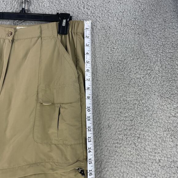 LL Bean Pants Convertible Zip Off Shorts Womens M Tan Nylon Hiking Outdoor Cargo - Picture 4 of 12